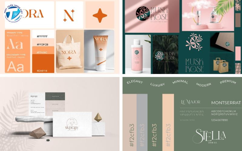 Gợi ý phối màu và kiểu chữ cho logo thương hiệu mỹ phẩm.